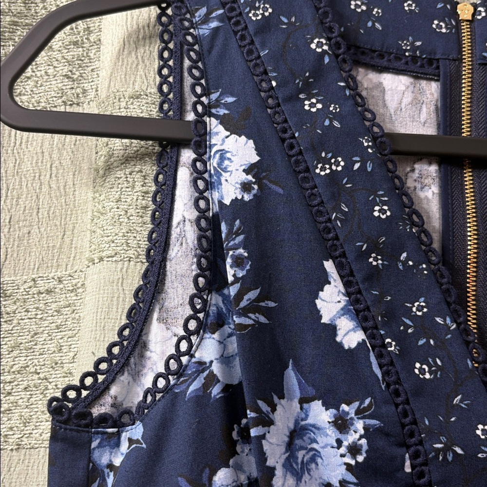 Kate spade Navy Floral Dress with Gold Zipper - Picture 8 of 12